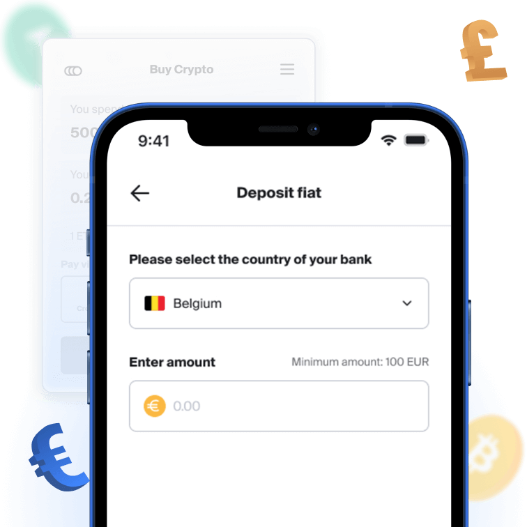 Securely and instantly deposit fiat currencies and swap to crypto with confidence